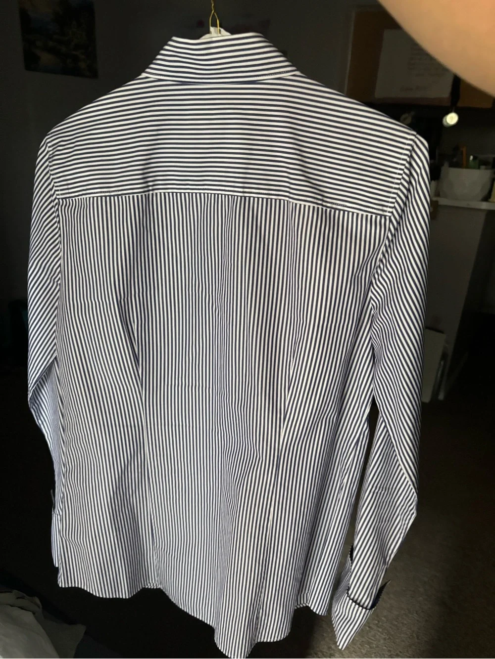 J. Crew Navy and White Pinstripe Dress Shirt